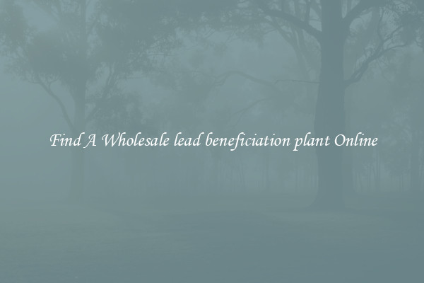 Find A Wholesale lead beneficiation plant Online