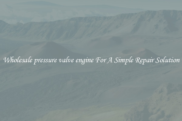 Wholesale pressure valve engine For A Simple Repair Solution